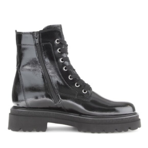 NWT GABOR US5.5 Ankle Boot Patent Leather Platform Zip/Lace Black UK3 / US5.5 - Picture 3 of 16